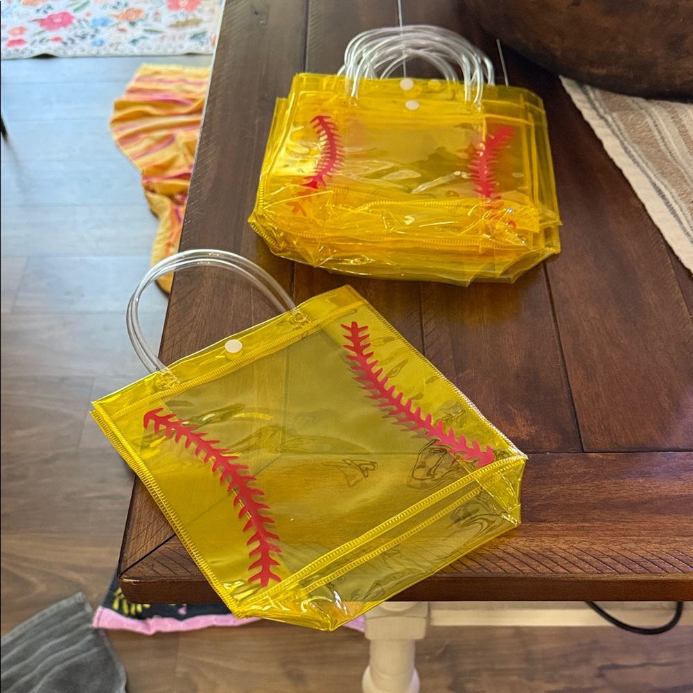 Softball Stitch Clear gift bags